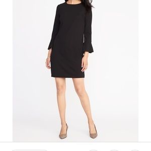 Old Navy ponte knit flute sleeve dress, black, L